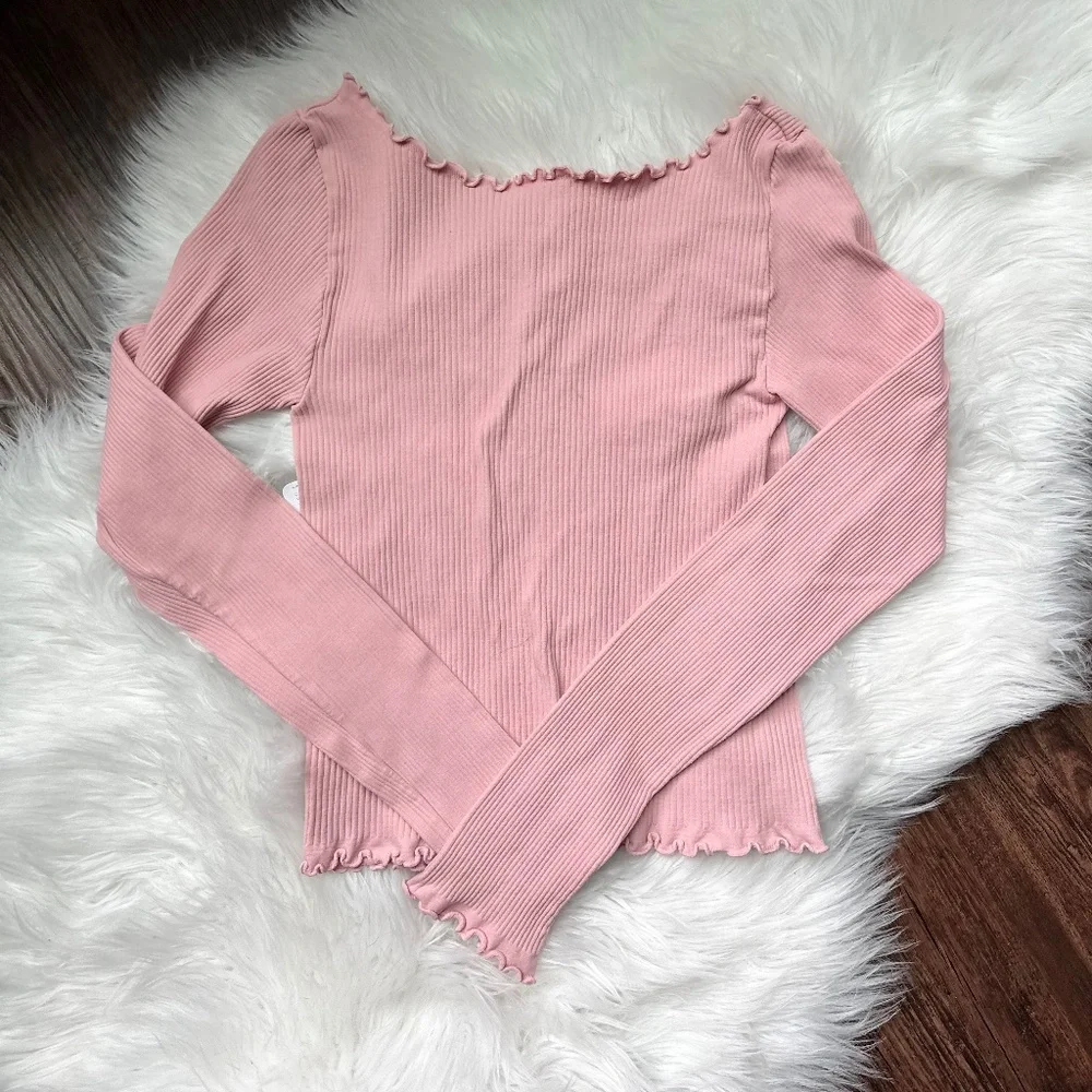 NWT • Free People • Easy to Love Seamless LS Tee • Pink • M/L